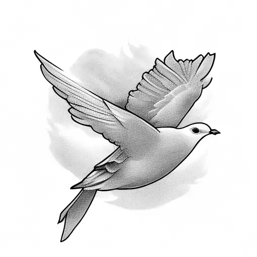 Dove Flying Into Water