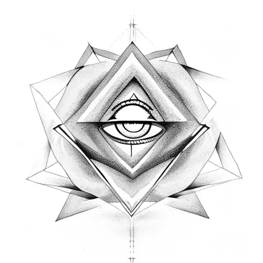 All Seeing Eye In Triangle With Rose