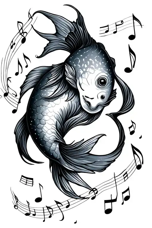 Pisces Surrounded My Music Notes
