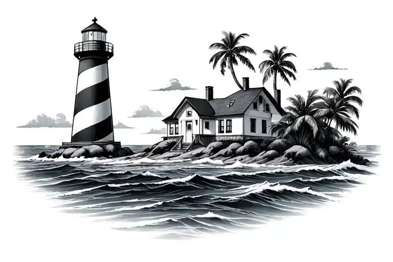 Hawaii Island With A Lighthouse