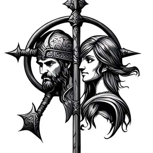 Father And Daughter Symbol Viking Theme
