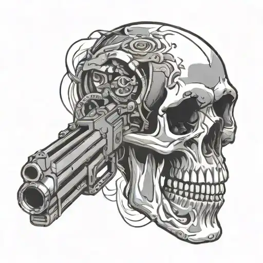 Skull Gun In Mouth