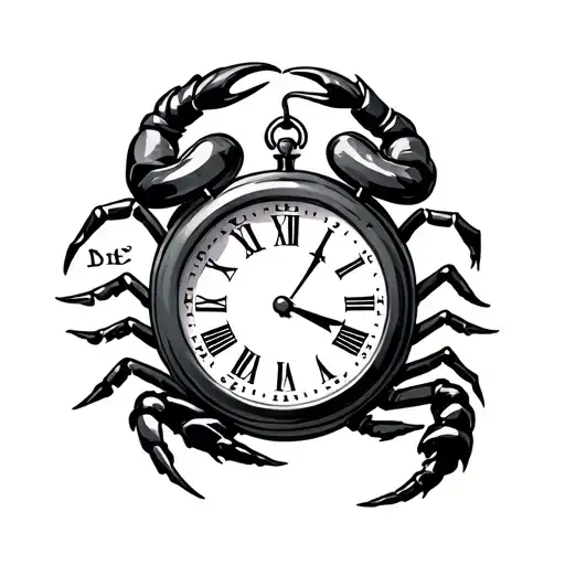 Word And Clock With A Scorpion