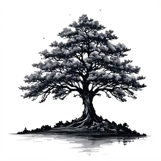 Fine Line Tree Silhouette Of A