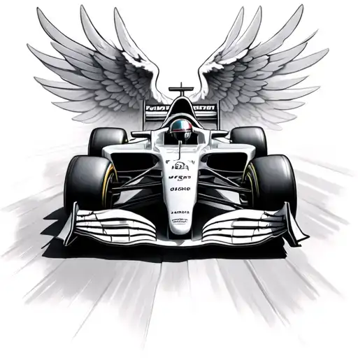 F1 Car Driving To The Gates Of Heaven