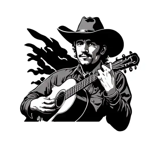 Cowboy Playing A Musical Instrument