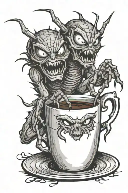Angry Halloween Spiders Drinking Coffee