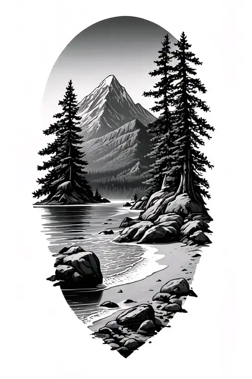 Mountain Woods And Beach