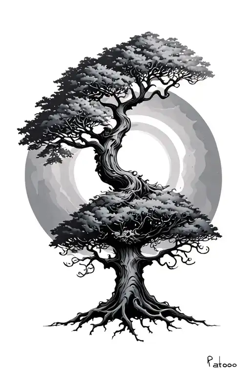 Tree With Sun And Curly Head