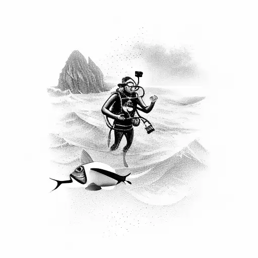 Scuba Diver In Ocean With Aspects Relating To Bahamas