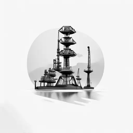 Plam Tree And Oil Rig