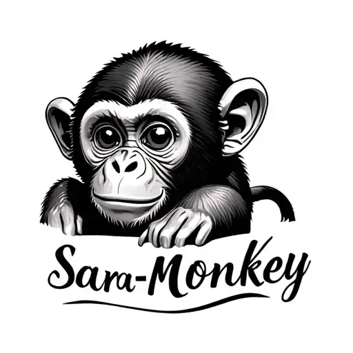 Baby Monkey With The Word 'Sara-monkey' Under It