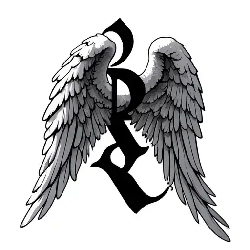 Angel Wings With Letter R