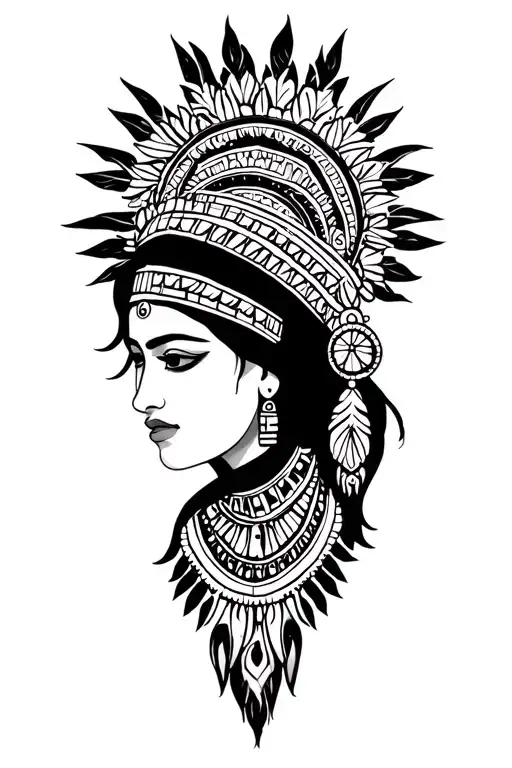 Inca Woman Mandala Design Incorporating Inca Design Elements