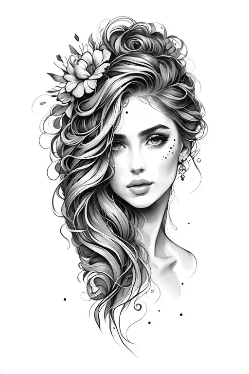 Create A Feminine Half Leg Sleeve For A Women Using Fine Line And Dots Technique