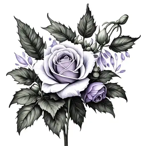 Lilly Of Valley With Rose And Violet And Holly