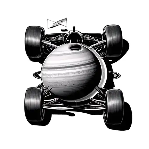 F1 Car On Rings Of Saturn