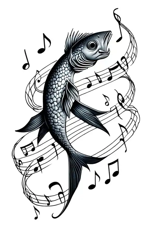 Pisces Surrounded My Music Notes