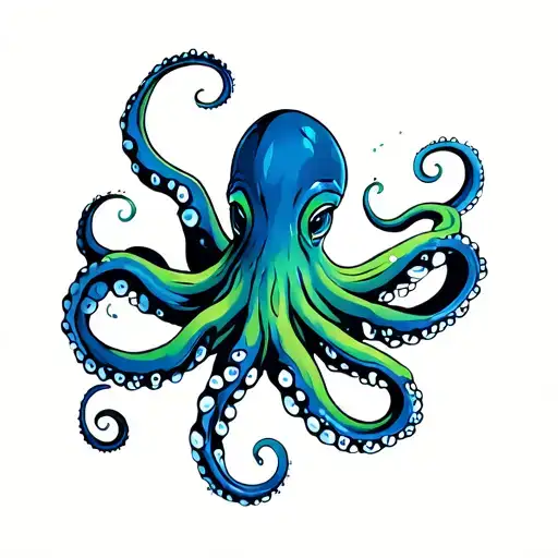 Blue And Green Octopus Upper Arm Sleeve