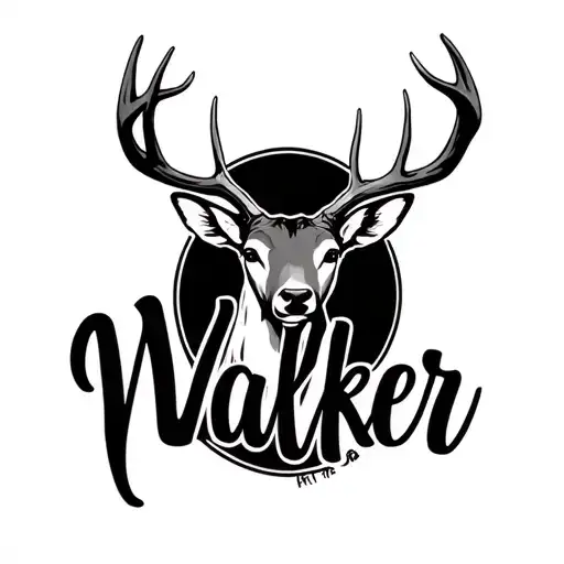 The Name Walker In Cursive Underlined With Deer Antlers