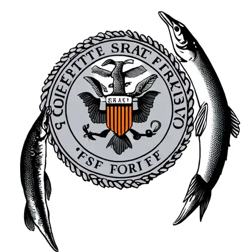 Great Seal Of The State Of Florida With A Snook And Orange