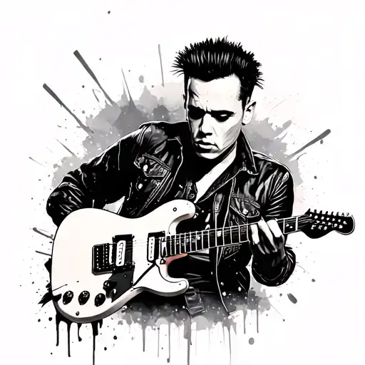 Joe Strummer With Mohawk And Telecaster Guitar Trash Polka