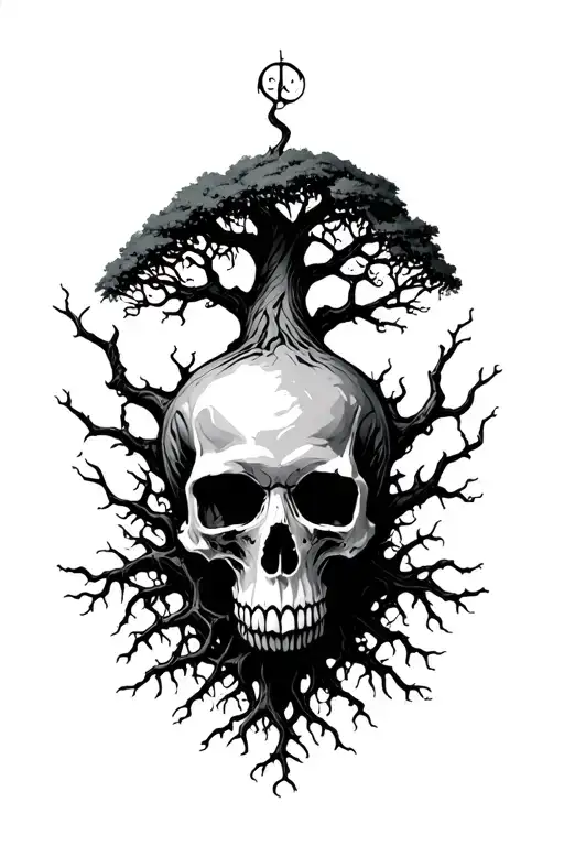 Poison Tree Roots Growing Around A Skull