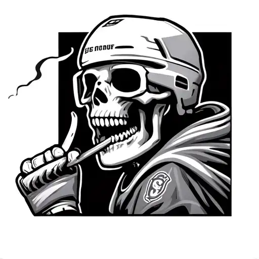 Hockey Player Skeleton Smoking