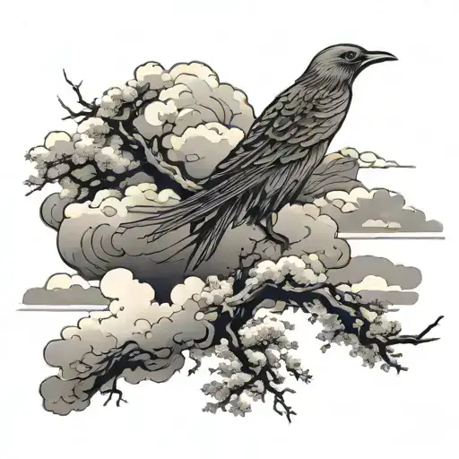 Japan Clouds With Bird Flying