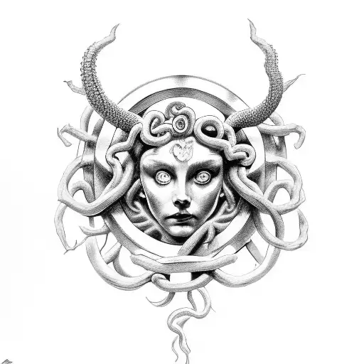 Medusa With Shield And Rose For Forearm
