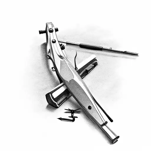 A Sleek Administrative Desk With Hunting Rifles And Fishing Gear Scattered On Top