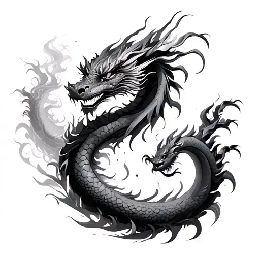 Dragon Jing Jang In The Form Of Mist Dispersing With Few Details