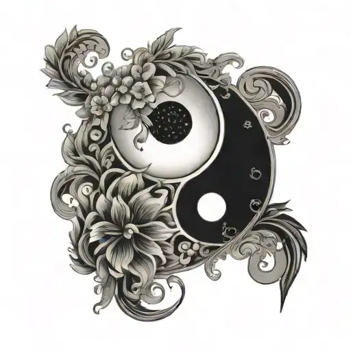 Yin Yang Flowery On One Side Dark And Mysterious