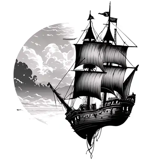 Old Castle With Upside Down Pirate Ship