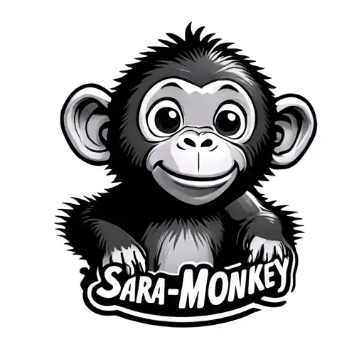 Baby Cartoon Monkey With The Word 'Sara-monkey' Under It