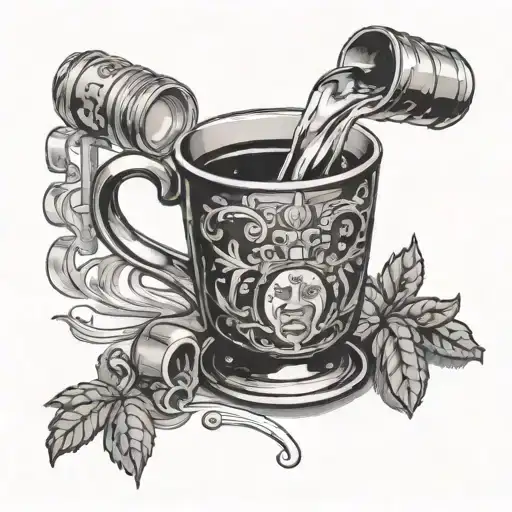 Vodka Being Poured In A Mug Fine Line