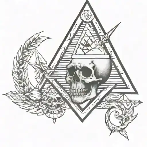 Masonic Compass And Square Skull Inside With G On Forehead Widows Son Underneath