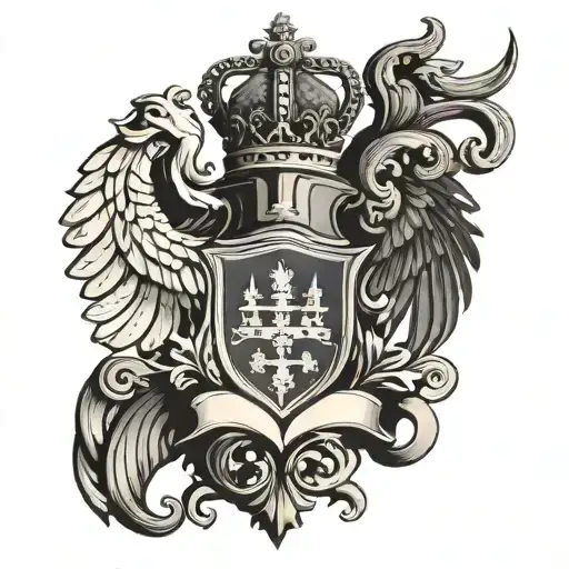 Madeira Family Crest And Mesquita Family Crest Heraldry Crown Wings