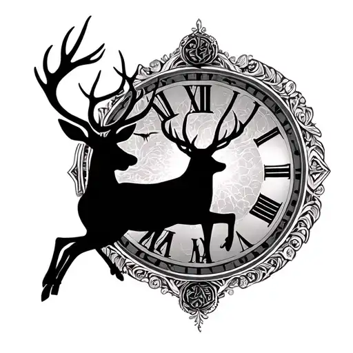 Deer And Wildlife And Time Piece