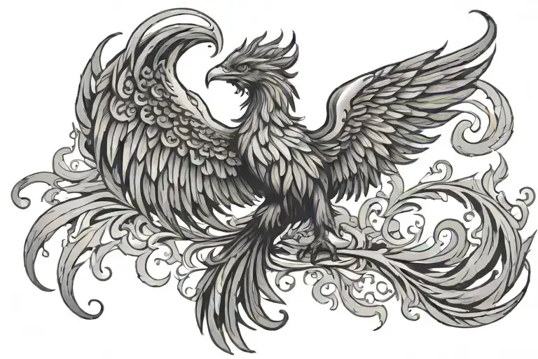 Phoenix With A Halo And Flammes