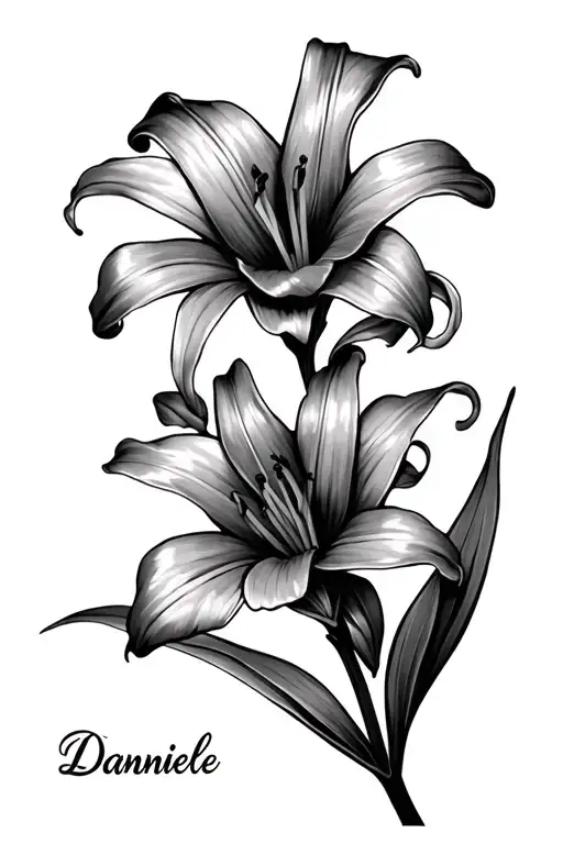 Single Stargazer Lily With The Name Danniele As The Stem