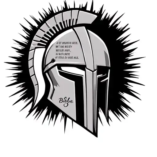 A Spartan Helmet With Vegetas Aura Surrounding It With A Bible Verse On The Left Side Of The Helmet