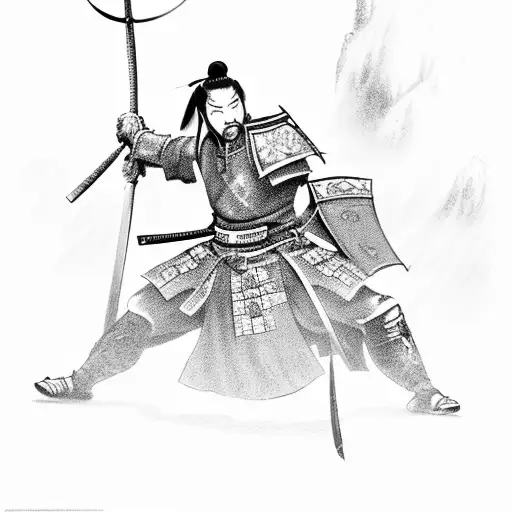 A Battlefield Scene With Samurai Warriors In Action