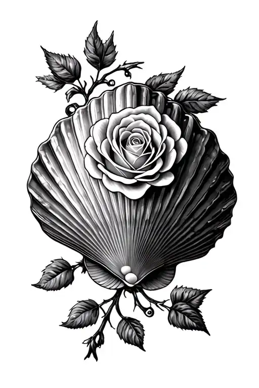 Scallop Shell With Rose