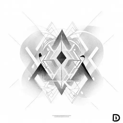 A Black And Grey Tattoo Of A Dj Mixing Music With Geometric Patterns