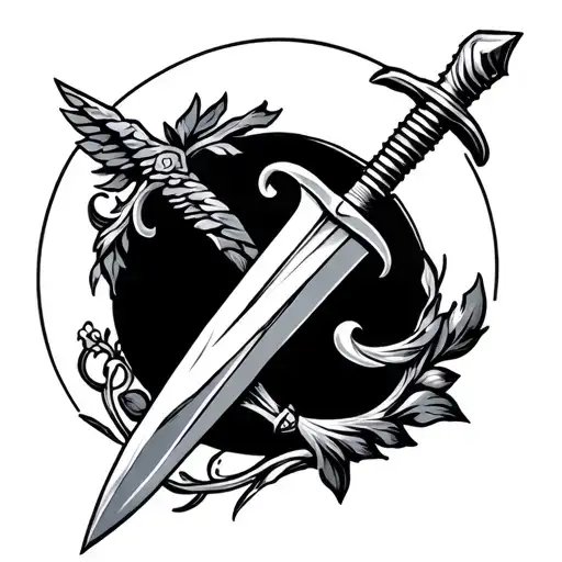 American Traditional Dagger Tattoo Design