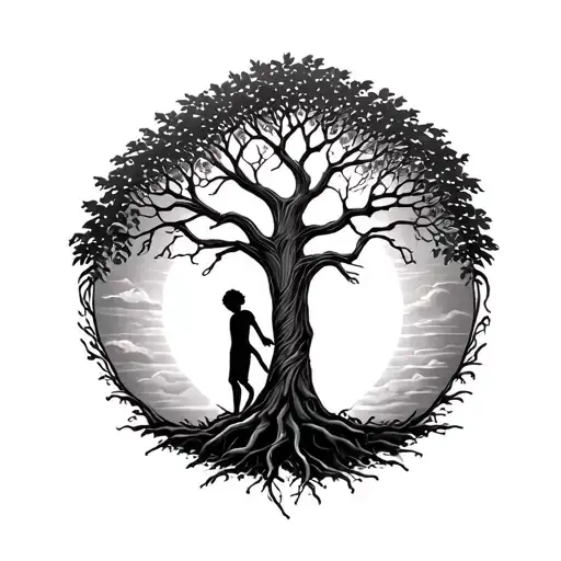 A Tree Of Life With A Child Climbing The Branches