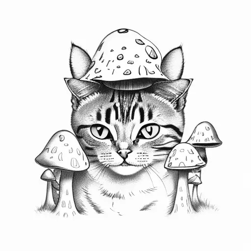 Cat Wearing Mushroom Hat