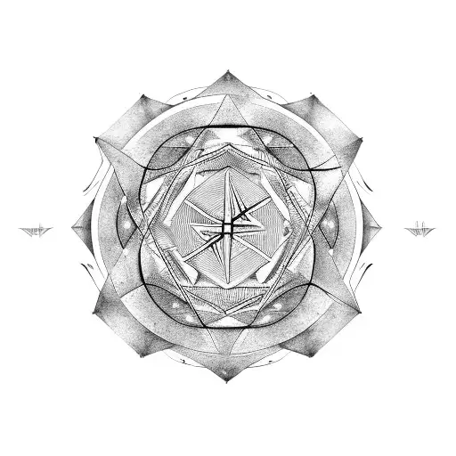 A Geometric Design Incorporating Circles And Metal Music Symbols