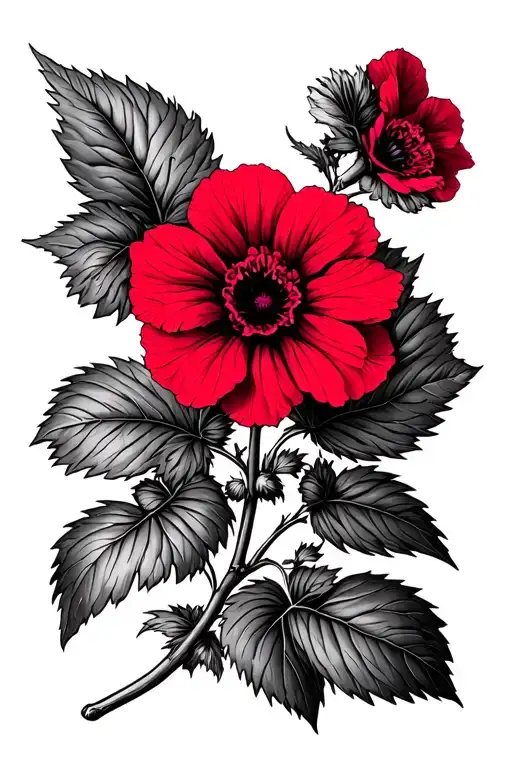 Malva Plant With Red